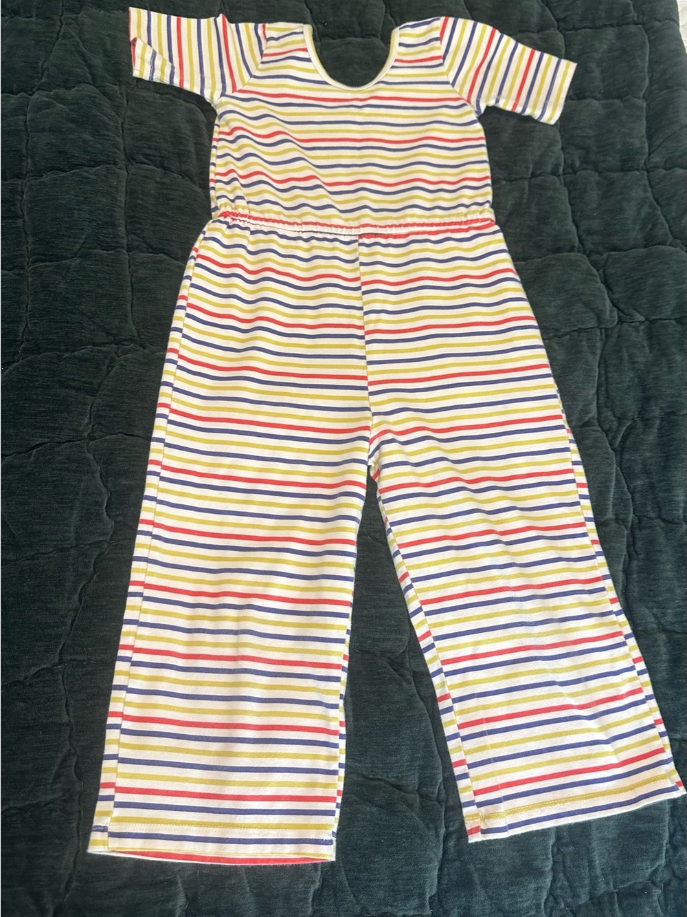 Kids Rainbow Stripe Wide-Leg Jumpsuit - White Multicolor